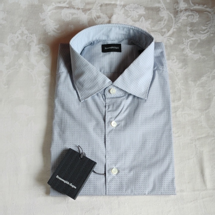 Ermenegildo Zegna Blue Dress Shirt With Classic Collar
